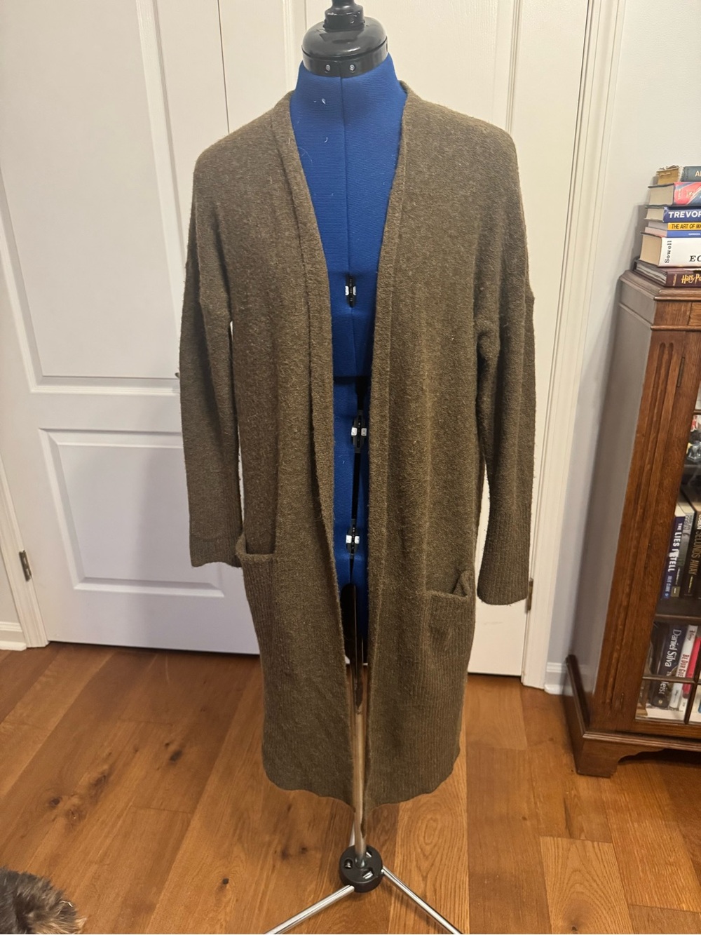 Chelsea & Violet Olive Brown Open-Front Long Cardigan